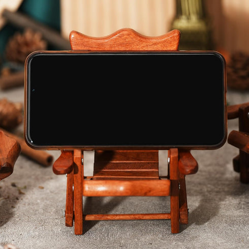 Wood Cell Phone Stand,Wooden Folding Chair,Cute Phone Holder Compatible with iPhone 15 Pro Max 14 Plus 13 12 se,Natural Wood Smartphone Holder for...