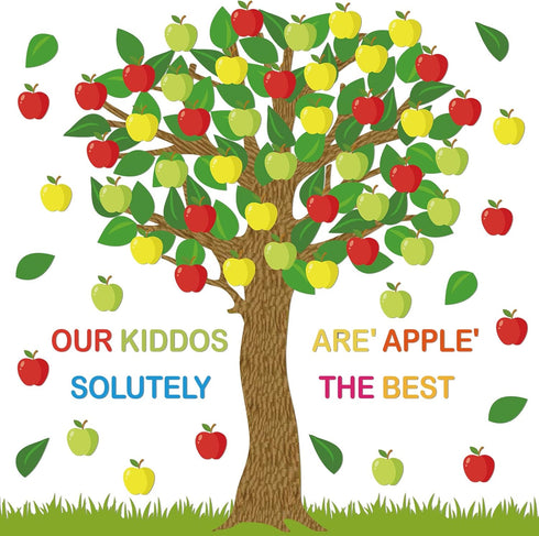 Classroom Tree Bulletin Board Set Bulletin Board Tree Cutouts, Classroom Tree Wall Decor for Elementary School Teacher Supplies(Apple Style)...