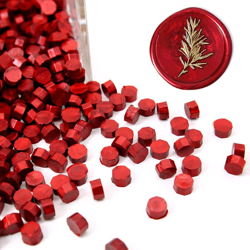 UNIQOOO 180 Pcs Metallic Burgundy Wine Red Box Sealing Wax Beads Nuggets for Wax Seal Stamp, Great for Embellishment of Cards Envelope, Wedding In...