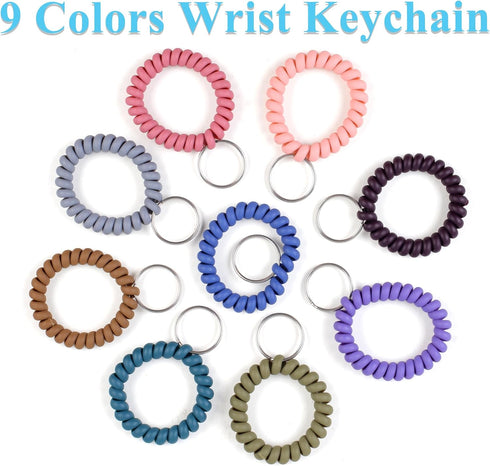 Oligei 9 Colors Wrist Keychain, Key Chain Wristlet Retractable Spiral Coil, Key Wristlet Wrist Strap Coil Key Chain, Spiral Key Ring Bracelet for ...
