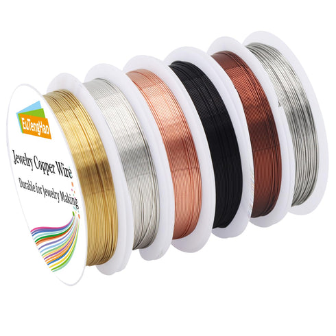 EuTengHao 6 Colors Jewelry Copper Wire Jewelry Beading Wire for Bracelet Necklaces Craft Jewelry Making Supplies (66 Yards,24 Gauge)...