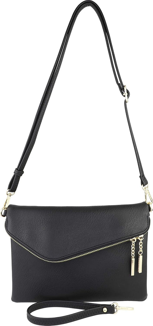 B BRENTANO Fold-Over Envelope Wristlet Clutch Crossbody Bag with Tassel Accents...