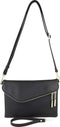 B BRENTANO Fold-Over Envelope Wristlet Clutch Crossbody Bag with Tassel Accents...