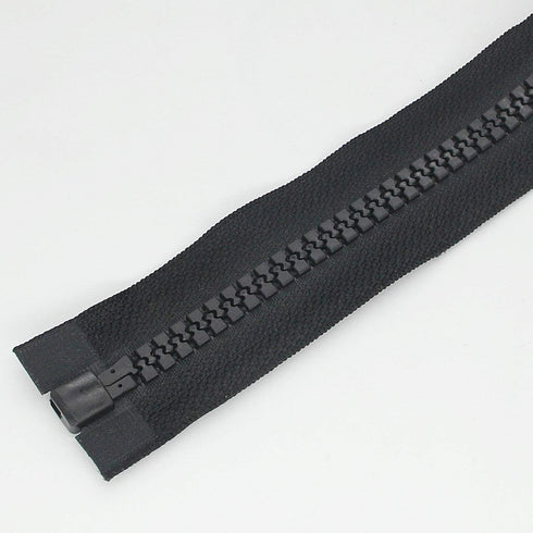 Leekayer 2PCS #10 84 cm Heavy Duty Zippers for Sewing Separating Large Plastic Zippers Black Tape with Double Pull Tab Slider, Sleeping Bag, Boat,...