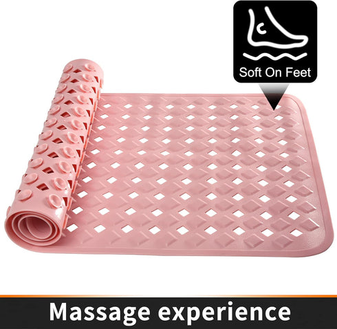 Yimobra Bathtub Mat Non Slip, Super Strong Suction Cups, 27.5"x15.5" Long Shower Mat with Drain Holes, Machine Washable Fast Draining Bath Mats, B...