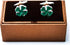 Clover Green Irish Ireland Shamrock 4 Leaf Pair Cufflinks in a Presentation Gift Box & Polishing Cloth...