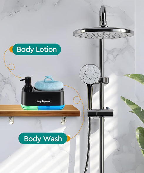 Kitchen Dish Soap Dispenser Set?Dish and Hand Soap Dispenser with Sponge Holder, 3-in-1 Countertop Sponge Dual Soap Pump Dispenser for Kitchen Sin...