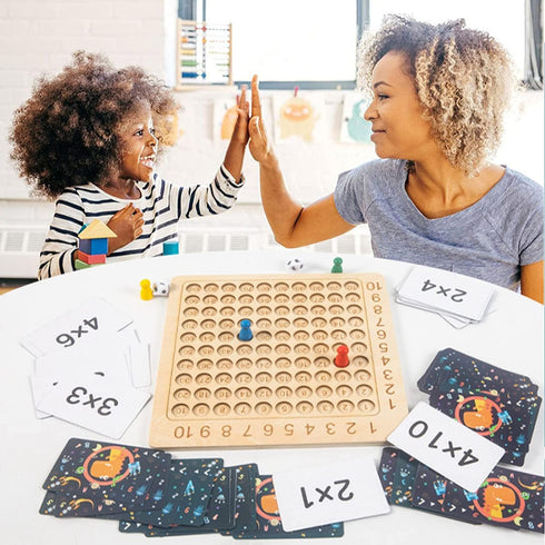 Wooden 9X9 Math Games for Kids 8-12, Kingmall Montessori Multiplication Board Game Wooden Multiplication Board, Educational Preschool Counting Too...