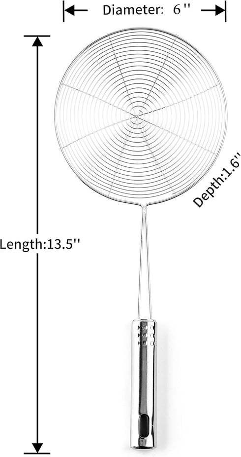 Versatile Stainless Steel Spider Strainer/Skimmer/Ladle for Cooking and Frying, Chirano Kitchen Gadgets Wire Strainer Pasta Strainer Spoon (6 Inch...