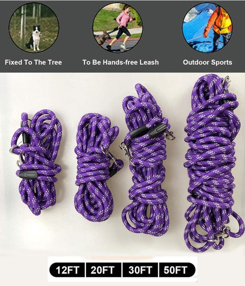 Long Rope Dog Leash for Dog Training 12FT 20FT 30FT 50FT, Reflective Threads Dog Leashes Tie-Out Check Cord Recall Training Agility Lead for Large...