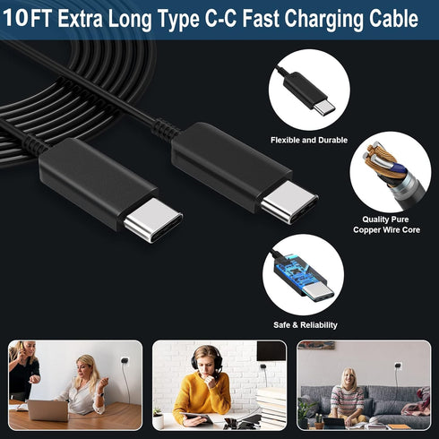 iPhone 15 Charger 10 FT, 3 Pack 20W USB-C Fast Wall Charger with 10FT Extra Long USB C Charger Fast Charging Cable Compatible for iPhone 15/15 Plu...