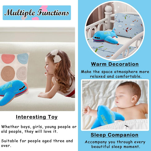 15.7" Airplane Plush Blue Stuffed Plane Toy Aircraft Hug Pillow Gifts for Kids...