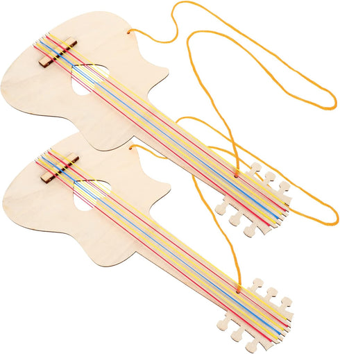 2pcs Graffiti Painting Guitar Toys Kids DIY Crafts Wooden Guitar Toy for Kids Graffiti Wooden Guitar Toy Wooden Graffiti Guitar Toy Wood Guitar Wo...