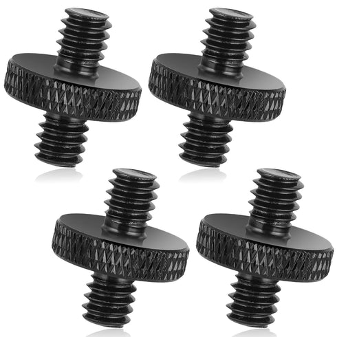 1/4" Male to 1/4" Male Tripod Screw, 4 PCS Standard Camera Cage Mount Threaded Light Stand Screw, Double Head Converter Precision Made for Shoulde...