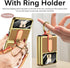 Miimall for Samsung Galaxy Z Flip 4 Case with Strap Ring Holder, Luxury Leather with Electroplating Frame Cover Built-in Camera Lens Film Lanyard ...