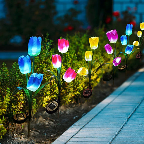 Solar Garden Outdoor Flower Light, Solar Powered Flower Lights Outdoor Stake Light, Decorative Landscape Lawn Yard Patio LED Flower Lights for Gar...