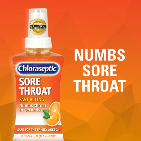 Chloraseptic Sore Throat Spray, Citrus, 6 fl oz, 1 Bottle...