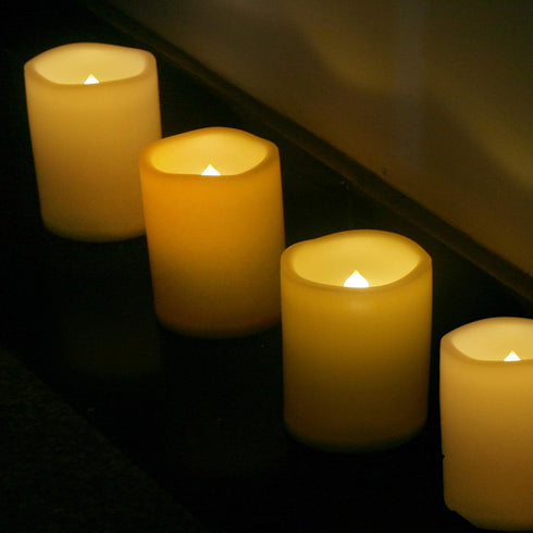 Waterproof Battery Operated LED Pillar Candle Outdoor Flameless Flickering Plastic Resin Electric Light with Timer for Birthday Baby Party Wedding...
