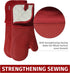 Klex Extra Long Silicone Oven Mitts, 932°F Degrees Heat Resistance with Quilted Cotton Liner Oven Gloves, 2 Piece Set, 15 inch, Red...