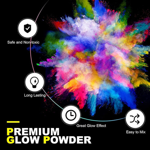 HTVRONT Glow in The Dark Pigment Powder (12 colors, 0.7 oz / 20 g Each), Glow in The Dark Resin Pigment with UV Lamp, Glow in the Dark Mica Powder...