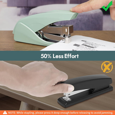 AFMAT Effortless Stapler for Desk, 50 Sheet Capacity, Low Force, Built-in Staple Remover, One Finger Touch Stapling Desktop Stapler, Portable & Sp...