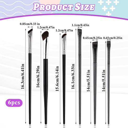 Qianyu 6 Pcs Eyeliner Brushes Fine Angled Precision Makeup Brushes Set Ultra Thin Slanted Flat Angle Eyebrow Brush Sickle Point Eye Line Applicato...