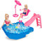 BETTINA Pool Playset - Glam Pool with Slide, Doll Pool Accessories includes Beach Chair, Beach Umbrella, Dog, Swimming Pool Set for 12 Inch Dolls,...
