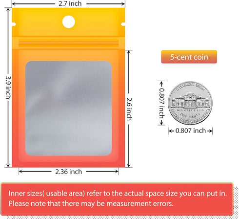 Funfery 100 Pieces Resealable Smell Proof Bags for Food Storage,Clear Cute Mylar Bags for Small Business Foil Ziplock Packaging Bags for Sample Je...
