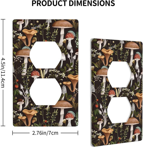 Boho Mushroom Single Duplex Outlet Light Switch Plate Cover Decor Wall Plate Decorative Outlet Cover For Home Bedroom Kitchen 4.5 * 2.76 Inches...