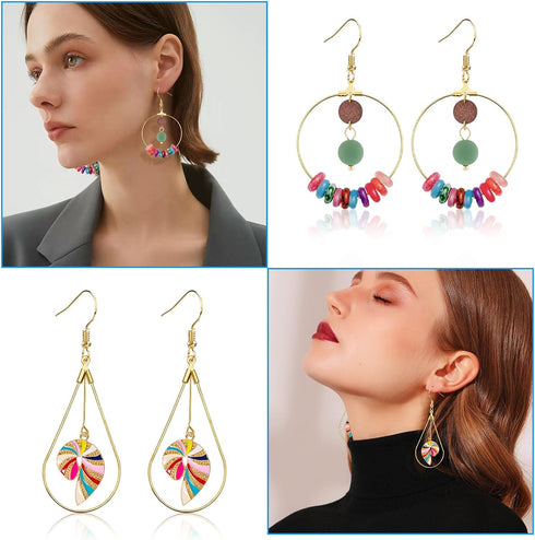 670Pcs Earring Making Kit with 120 Earring Beading Hoops Earring Finding Beading Hoop Earrings Bulk,150 Hooks,200 Jump Rings,200 Earring Backs for...