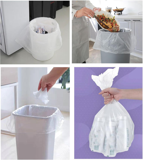 100 Count Small Trash Bags 4 Gallon Small Clear Garbage Bags Strong, Leakage-Free,Unscented Thick for Bathroom, Office, Kitchen Waste Basket Small...
