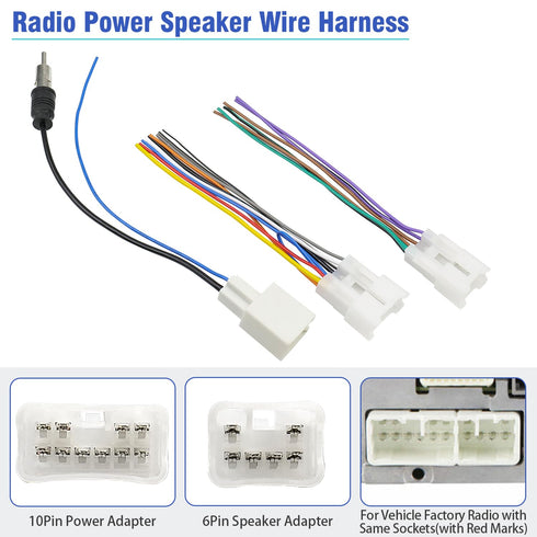 Radio Wiring Harness Adapter Kit Compatible with Toyota Camry Corolla RAV4 Cruiser Sienna Tacoma Highlander Prius, Car Stereo Power Speaker Wire H...