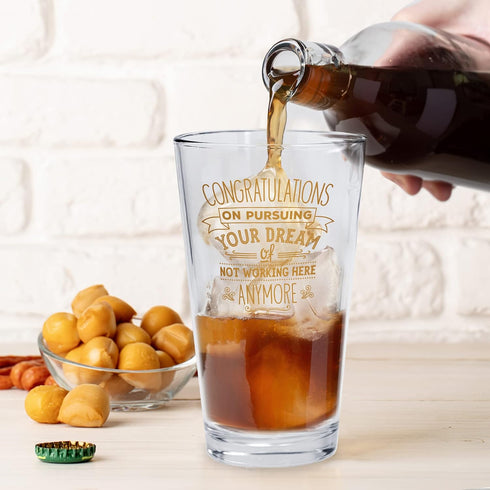 Bad Bananas Farewell Gifts for Coworkers - Congratulations on Pursuing Your Dream - 16 oz Beer Pint Glass - Going Away Gifts for Friends - Retirem...