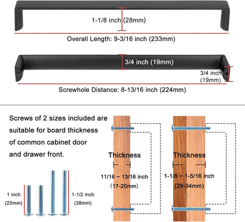 KOOFIZO Wide Cabinet Handle - Oil Rubbed Bronze Furniture Pull, 8-4/5 Inch Screw Spacing, 1-Piece for Kitchen Cupboard Door, Bedroom Dresser Drawe...