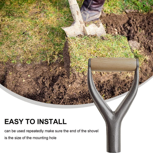 Shovel D Grip Handle, Reusable Y Grip Replacement Forks Garden Snow Removal Shovel with Wooden Grip for Digging Raking Tool(Silver)...