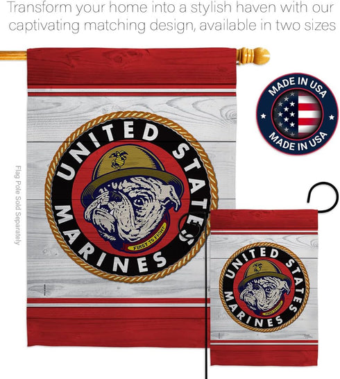Breeze Decor Marine Bulldog Garden Flag Armed Forces Corps USMC Semper Fi United State American Military Veteran Retire Official House Decoration ...