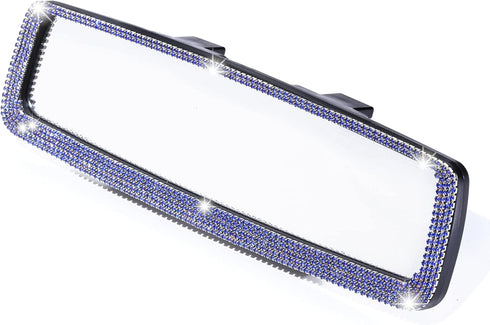LivTee Bling Car Rearview Mirror, Car Bling Decorations Rear View Mirror with HD Glass, Bling Car Interior Accessories for Women and Teens - Blue...