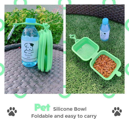 Collapsible Dog Bowl, Double Silicone Pet Bowl, Outdoor Travel Dog Cat Food and Water Bowl, Foldable and Expandable Dog Bowl, 2 in 1 Portable Pet ...