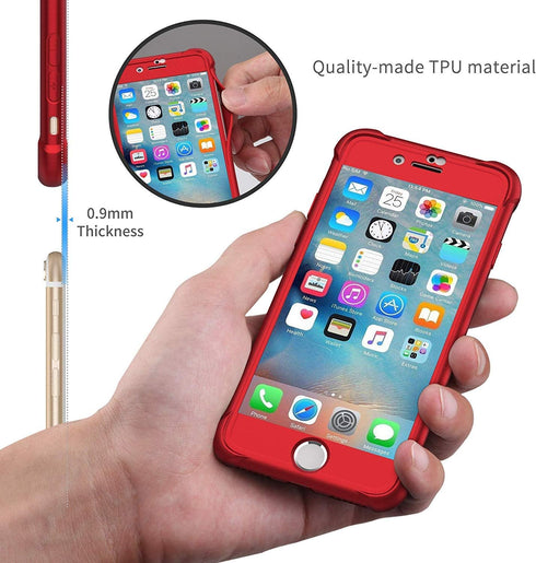 ORETECH Compatible with iPhone 7/8 Case, with 2 Pack HD Screen Protector 360° Full-Body Silicone Soft TPU Hard PC Protective Bumper Phone Case Cov...