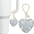 Compatible with Stanley Cup Accessories,Silver Glitter Heart Charm for Stanley Cup with Handle,Bling Cute Keychain for Water Bottles Stanley 40&30...