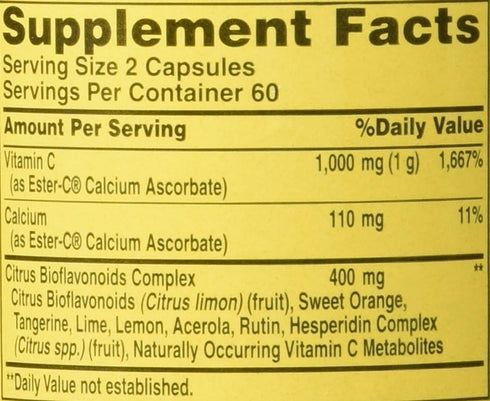 Ester-C® 500 mg with Citrus Bioflavonoids Capsules 120...