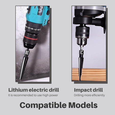 Tapered Reamer Set with T Handle, 3-13mm (1/8''-1/2'') & 5-16mm (½"-5/8") 6 Fluted, Carbon Steel Hex Shank for Guitar Woodworking - 2pcs...