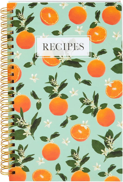 Blank Recipe Book to Write Your Own Recipes, 120 Pages, 8 Sections, Floral and Orange Theme, Laminated Hardcover (5.5 x 8.5 In)...
