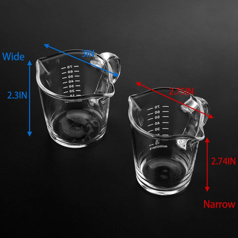 Beautyflier 3 Ounce Espresso Shot Glass Triple Pitcher Barista Double Spouts, Espresso Wine Glass Parts Clear Glass(Wide)...