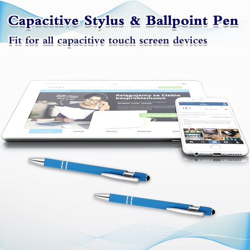 12 Pieces Ballpoint Pen with Stylus Tip, 1.0 mm Black Ink Metal Pen Stylus Pen for Touch Screens, 2 in 1 Stylus Ballpoint Pen (Blue-Green)...