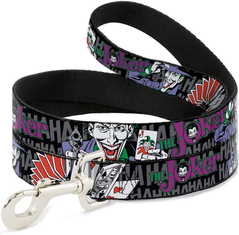 Buckle-Down Pet Leash - The Joker Pose/Cards/HAHAHAHA Black/Gray - 4 Feet Long - 1" Wide...