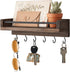 Mkono Key Holder for Wall 9.5" x 3.5" x 2.5" Small Rustic Wood Key Rack with 6 Hooks Decorative Display Keys Hanger Organizer for Entryway Living ...