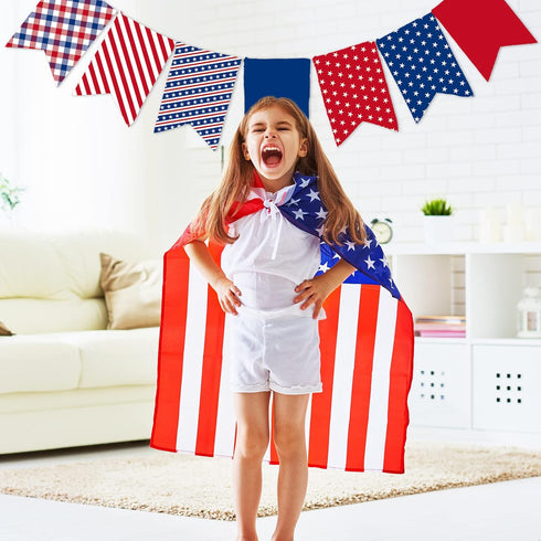 Whaline 8Pcs Patriotic Cotton Fabric Bundles Red Blue White Star Stripe Fat Quarters 4th of July Quilting Patchwork for Independence Day DIY Handm...