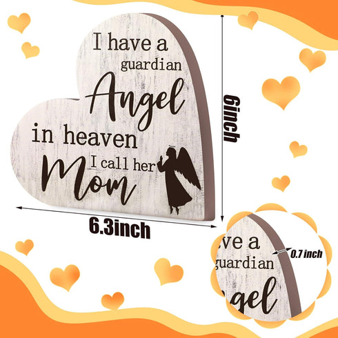 Jetec Bereavement Gift Sympathy Memorial Decor Wooden Heart Shaped Sign Memorial Sign for Loss of Mother Grief Funeral Sorry for Loss Loving Mom...