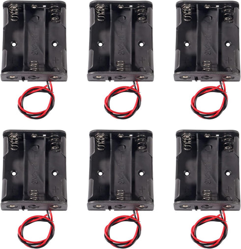 Aobao 6pcs 3 AA Battery Holder 3 X 1.5V 4.5V AA Battery Holder Case Box with Leads Wires...